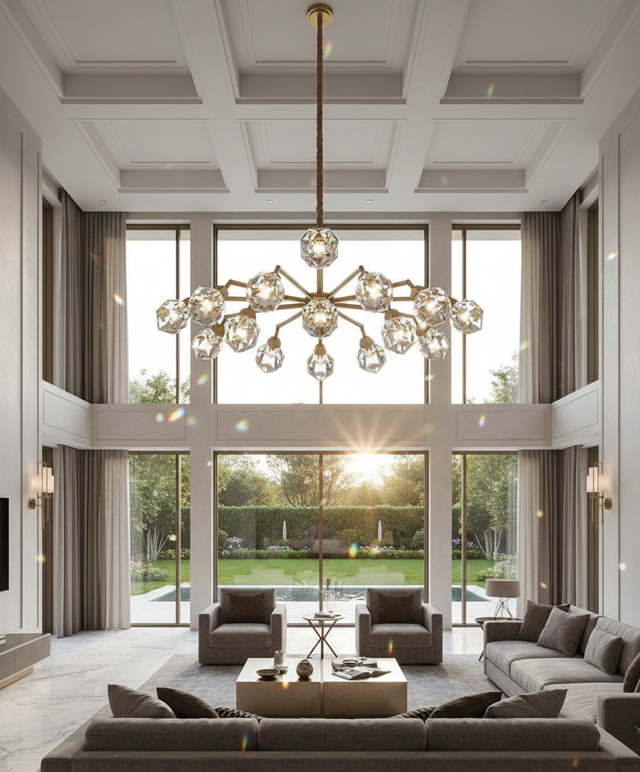 Aethelred 12-Arm Art Deco Crystal Chandelier Primary Perspective