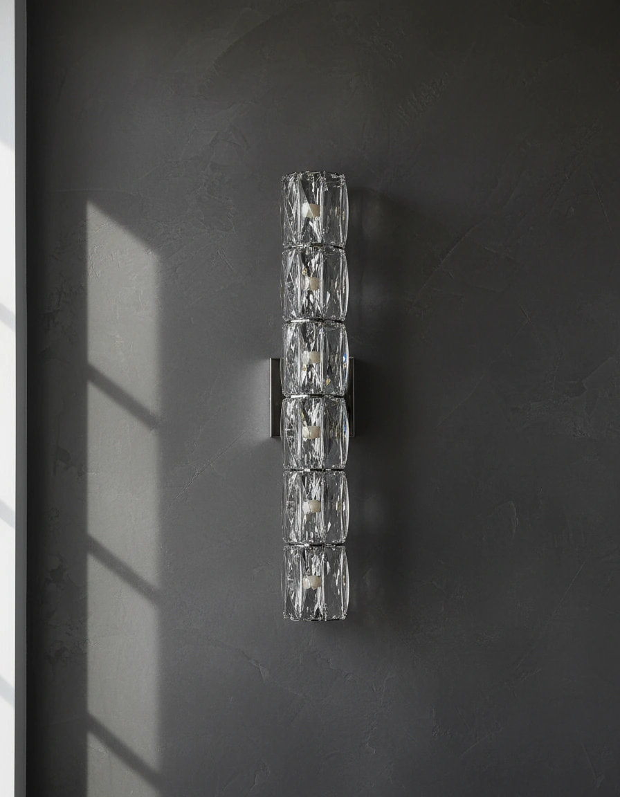 Aria Twin-Column K9 Crystal Wall Sconce Primary Perspective