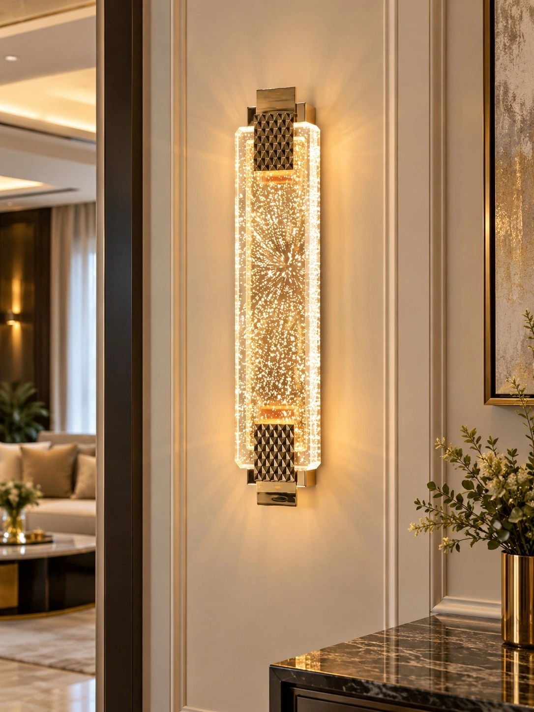 Artisan Deco Crystal Block Wall Sconce