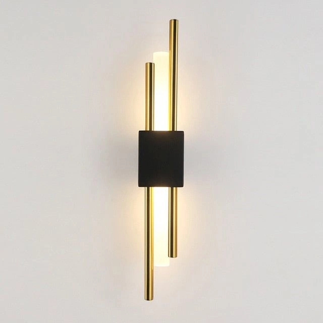 Ascent 50cm Vertical Brass & Black Wall Sconce