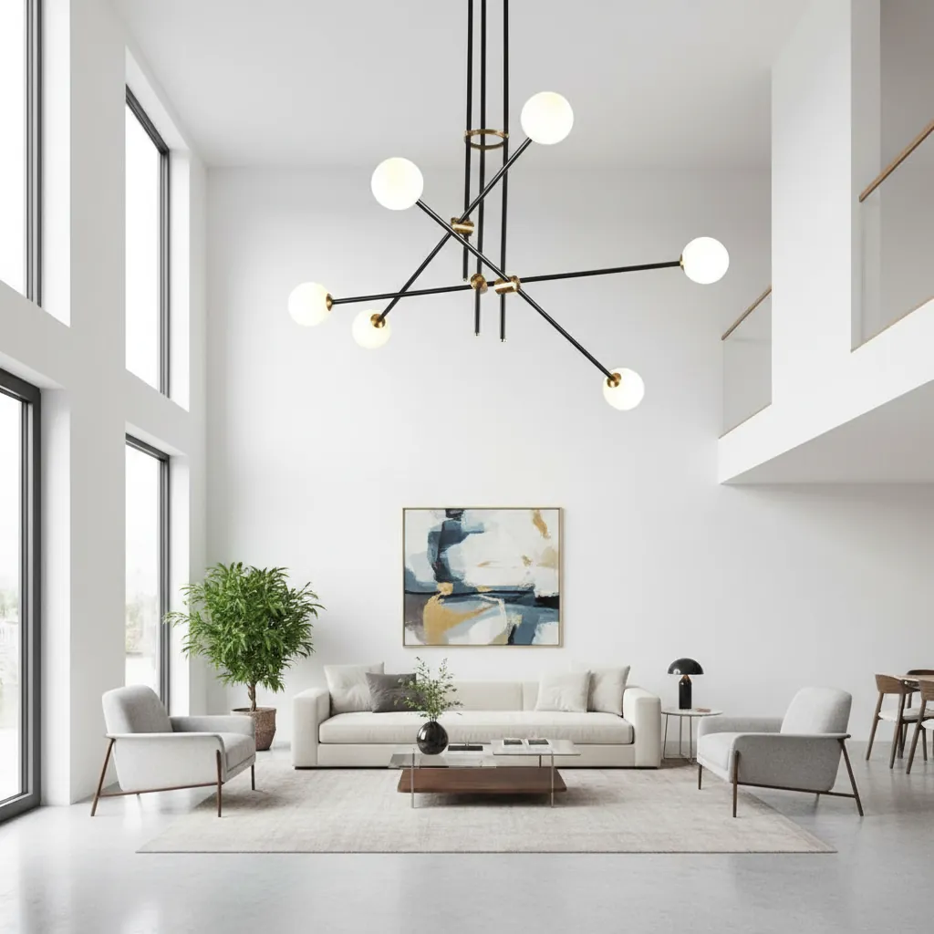 Astro 6-Arm Modern Sputnik Chandelier Angle 2