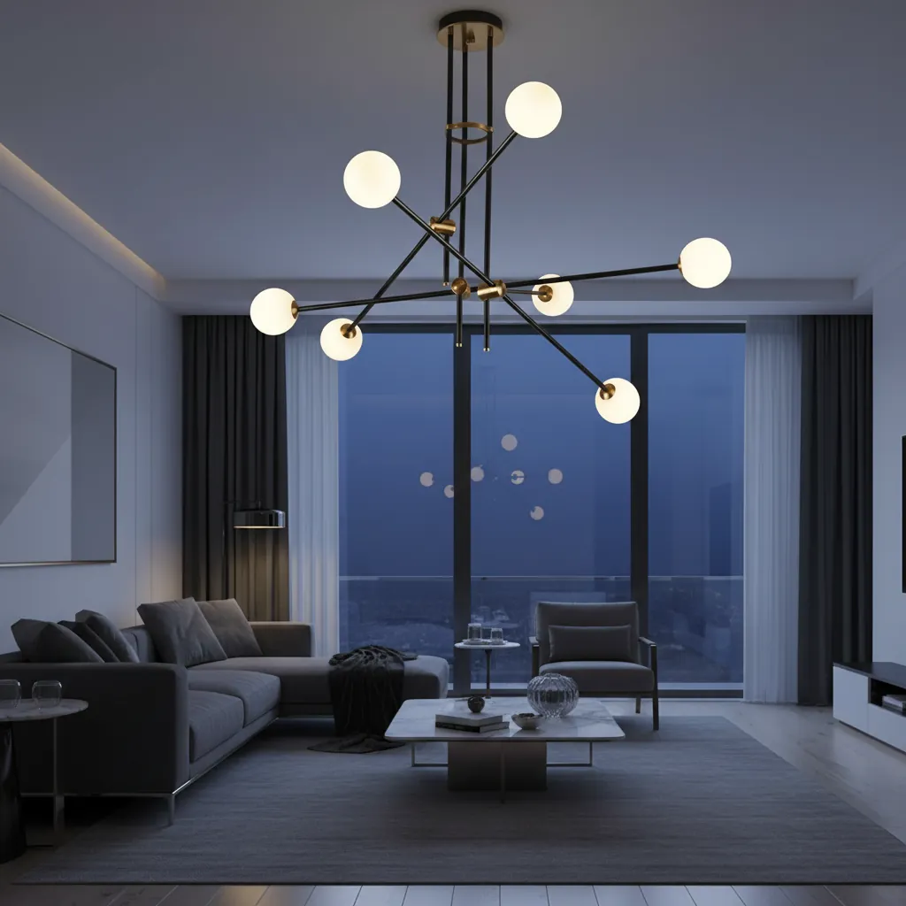 Astro 6-Arm Modern Sputnik Chandelier Angle 4