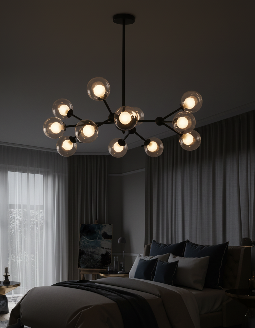 Atomos 15-Globe Sputnik Chandelier Detail Perspective