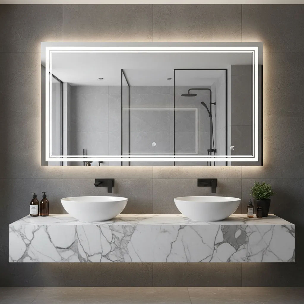 Aura 120 Rectangular LED Vanity Mirror Angle 2