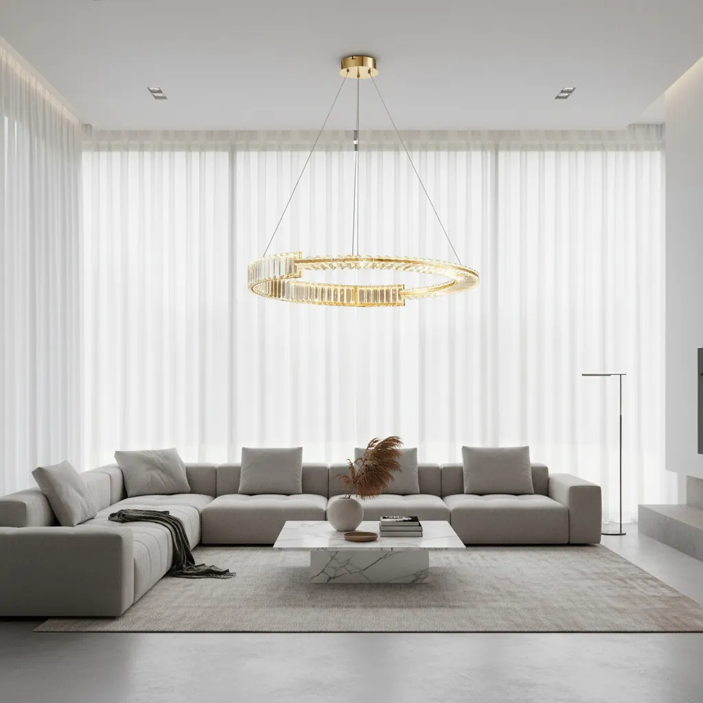Aura 60cm Split-Ring K9 Crystal Chandelier Angle 2