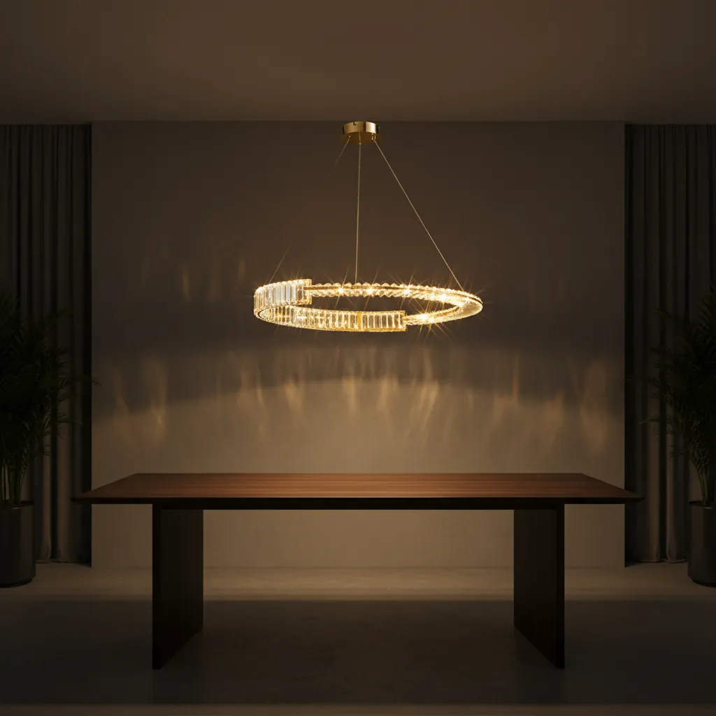 Aura 60cm Split-Ring K9 Crystal Chandelier Angle 4