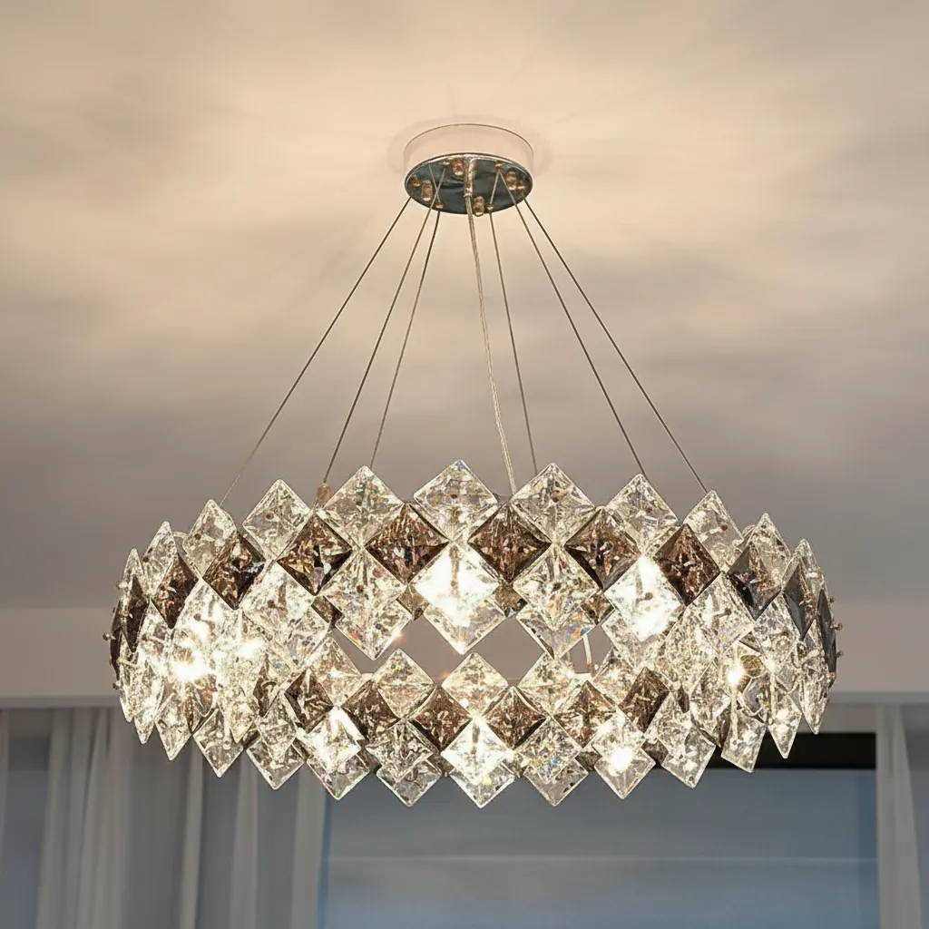 Aura 80cm Crystal Lattice Chandelier Angle 3