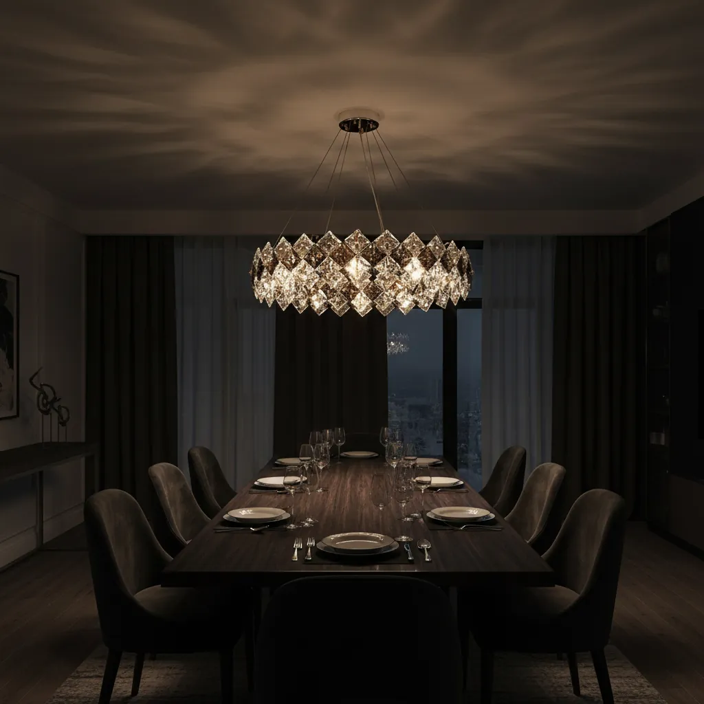 Aura 80cm Crystal Lattice Chandelier Angle 4
