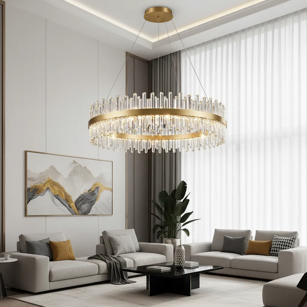 Aura 80cm K9 Crystal Halo Chandelier Angle 2