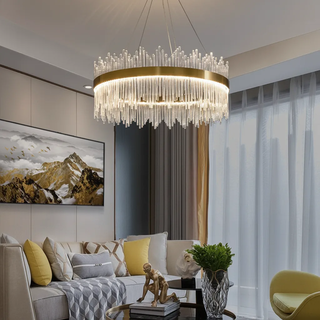 Aura 80cm K9 Crystal Halo Chandelier Angle 4