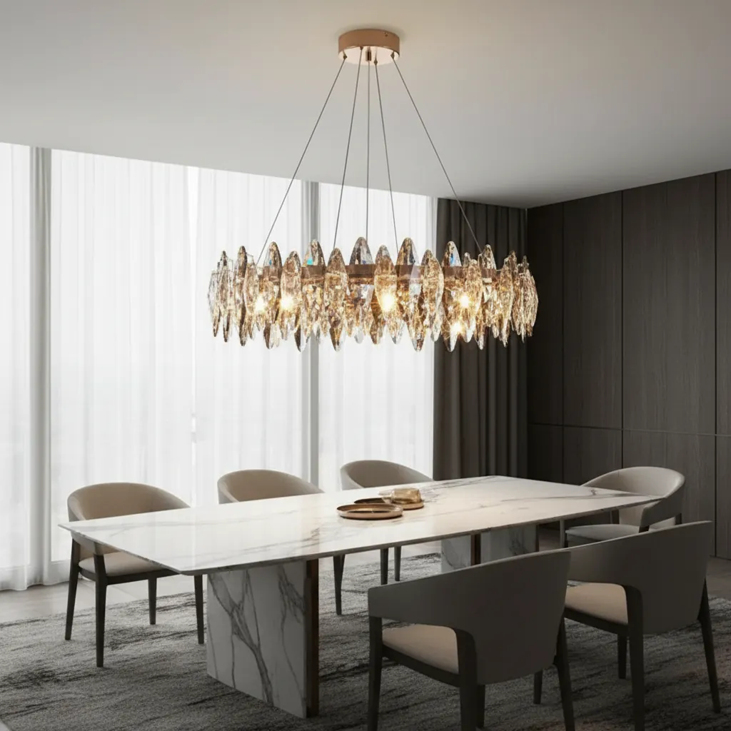 Aura 80cm K9 Crystal Ring Chandelier Angle 2