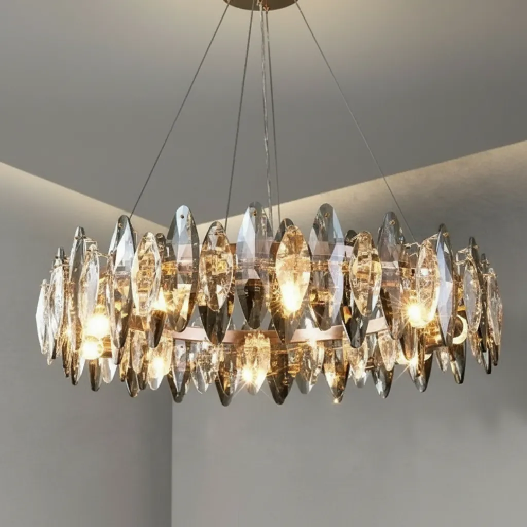 Aura 80cm K9 Crystal Ring Chandelier Angle 3