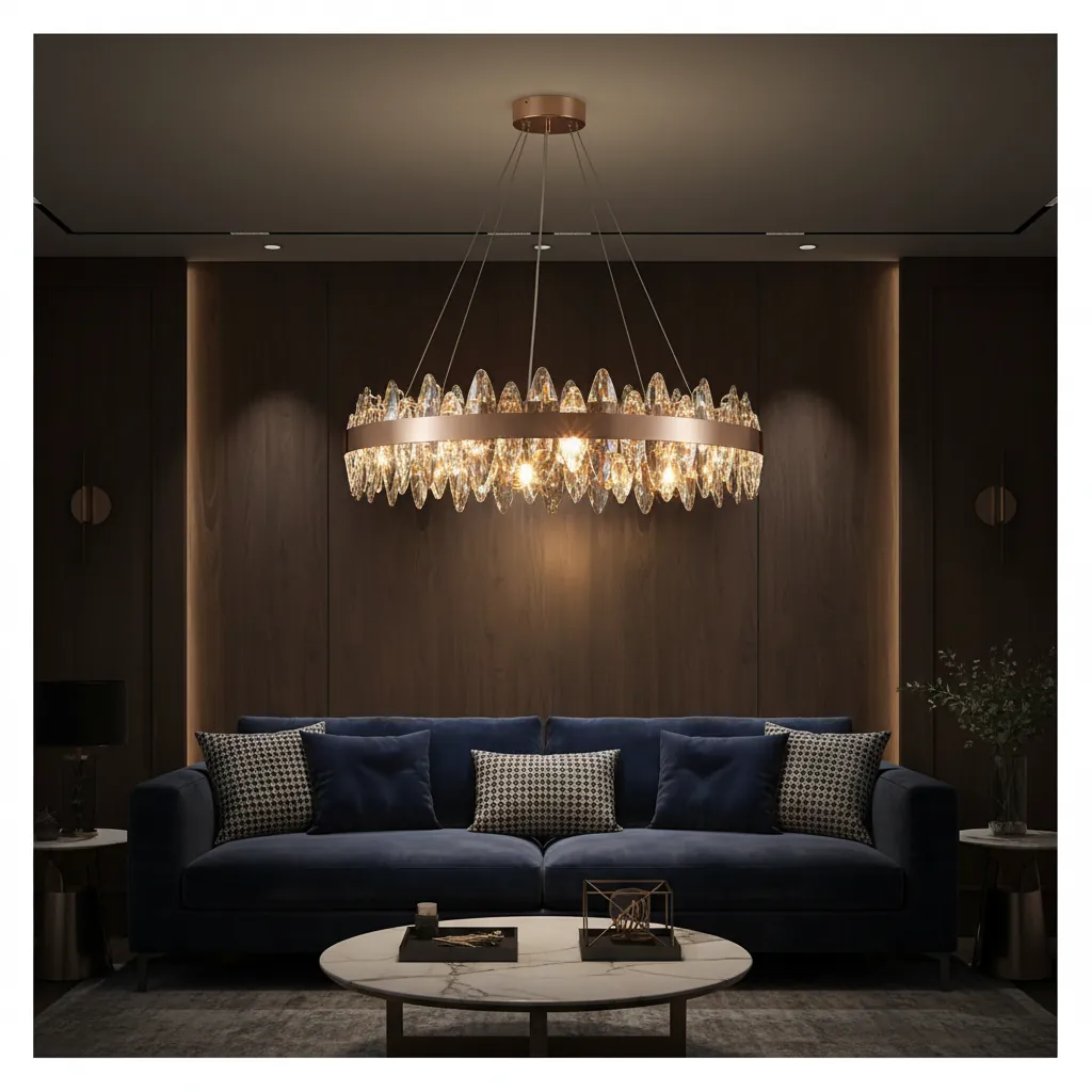 Aura 80cm K9 Crystal Ring Chandelier Angle 4