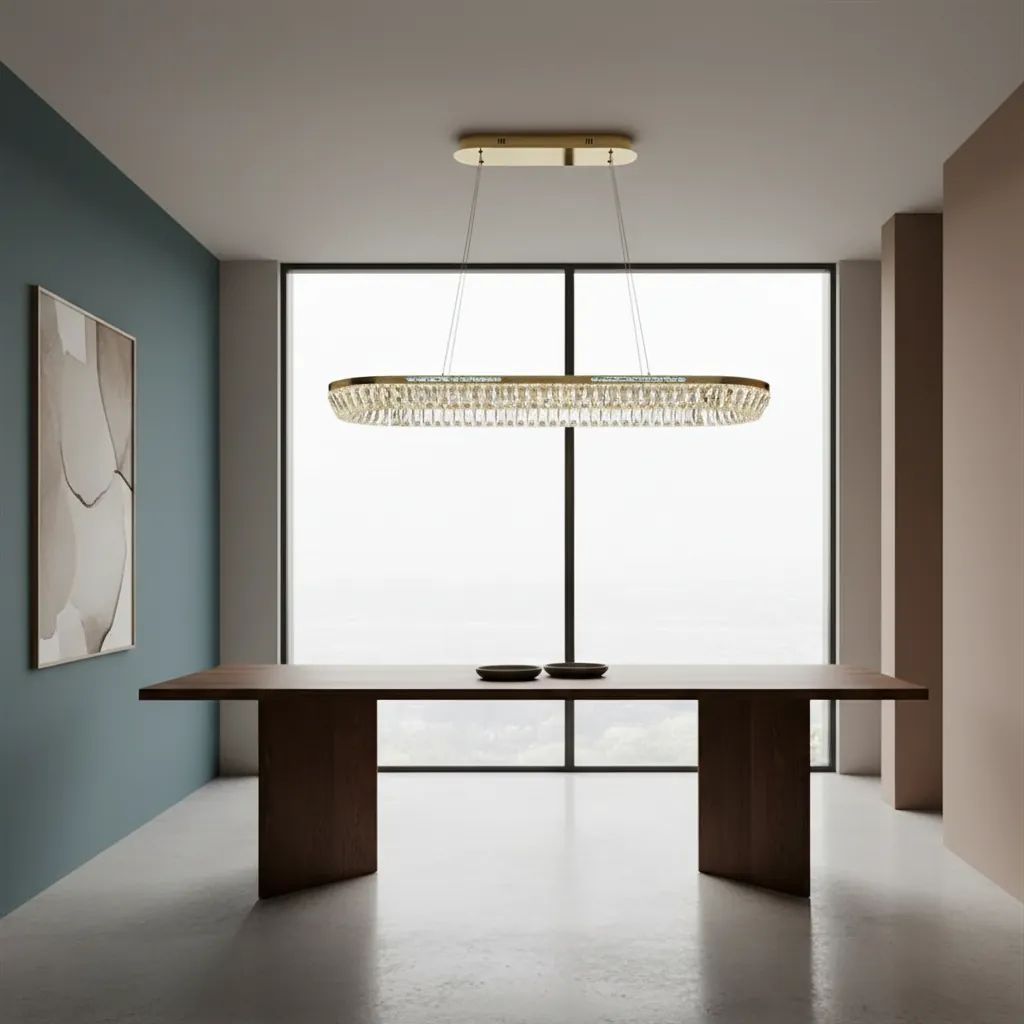 Aura 80cm Linear K9 Crystal Pendant Angle 2