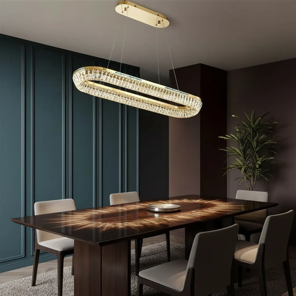 Aura 80cm Linear K9 Crystal Pendant Angle 4