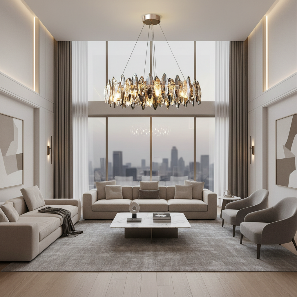 Aura 80cm Round K9 Crystal Ring Chandelier Primary Perspective