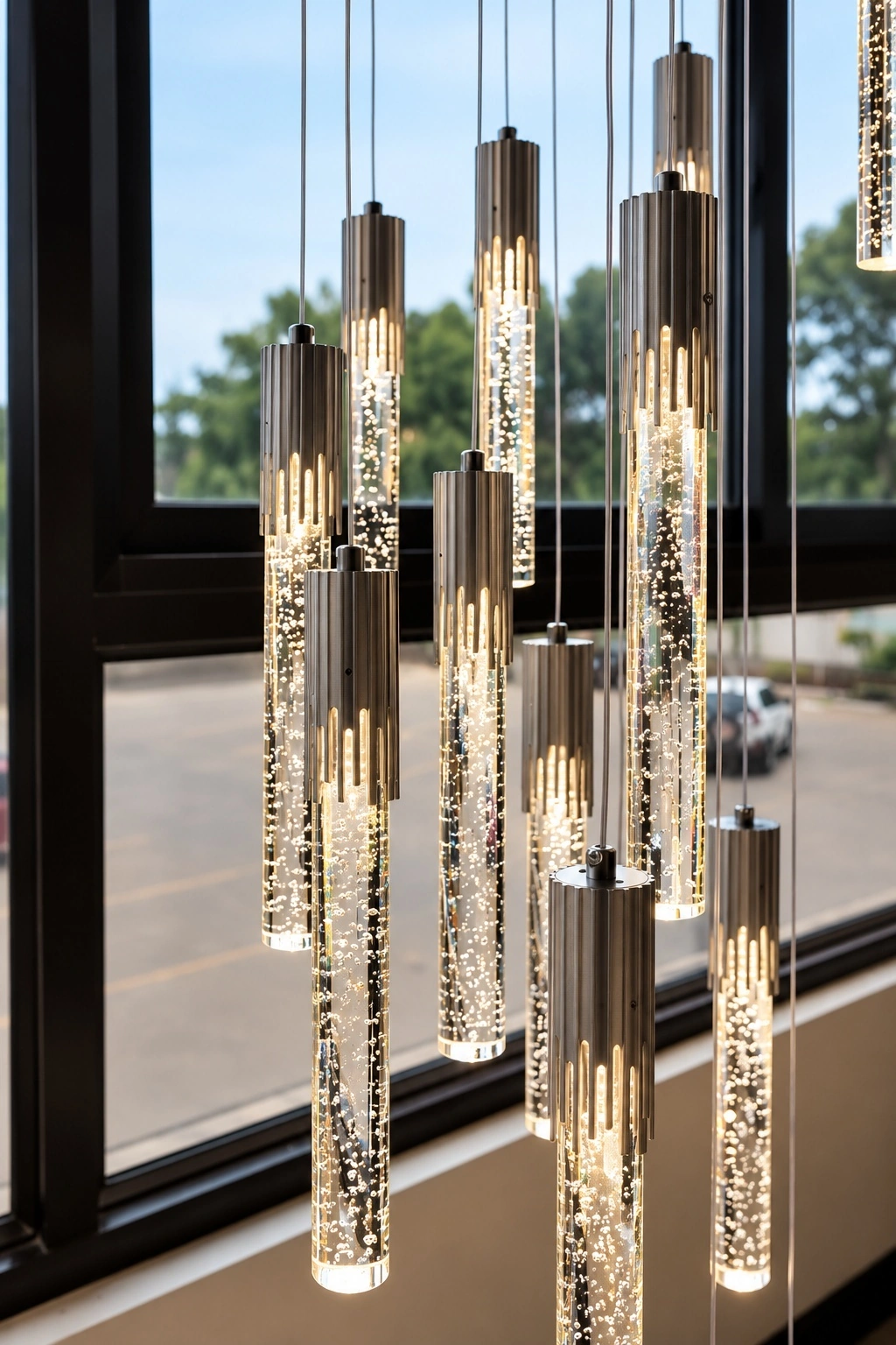 Aura Cascade 12-Light Crystal Rod Pendant Cluster