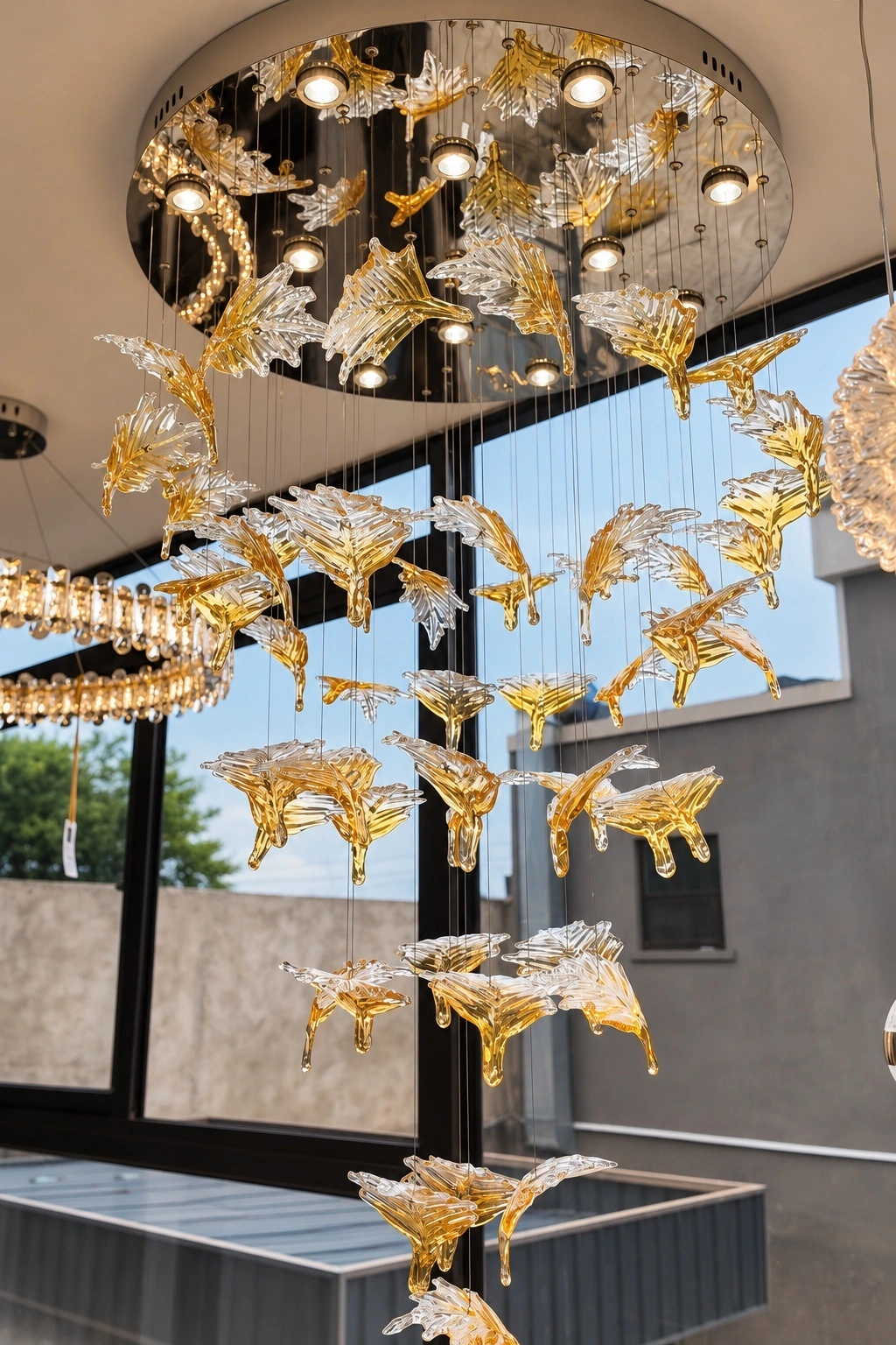 Aura Cascade 1200mm Spiral Glass Chandelier