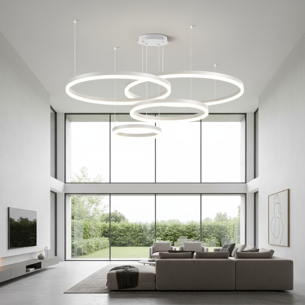 Aura Cascade 4-Ring LED Chandelier (BC5R1C132) Primary Perspective