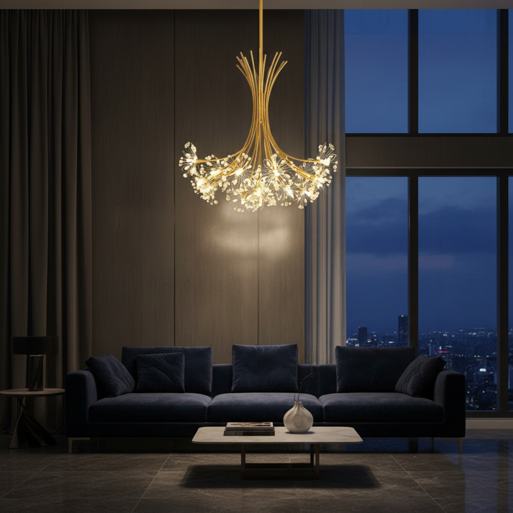 Aura Firefly 90cm Crystal Bouquet Chandelier Detail Perspective
