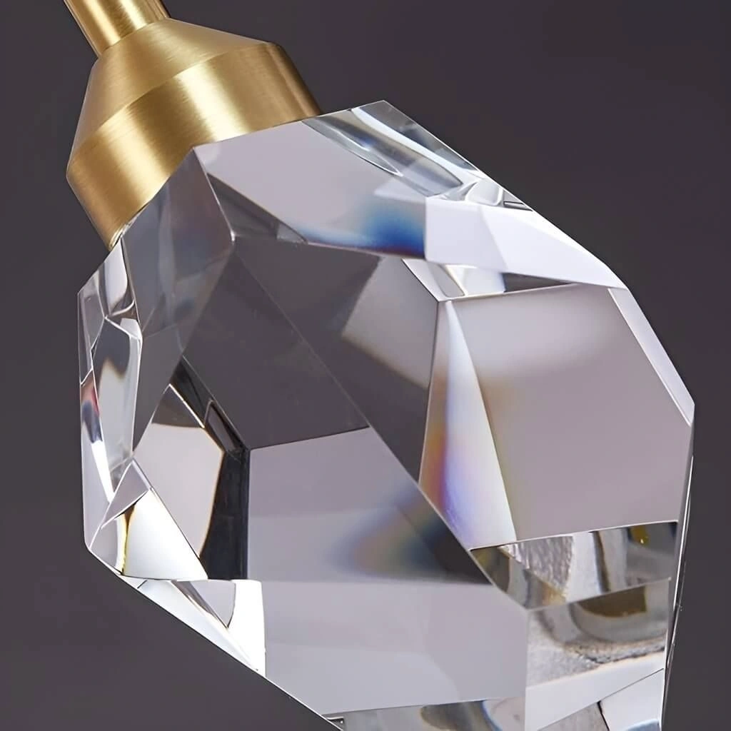 Aura Gemstone K9 Crystal & Brass Pendant Light