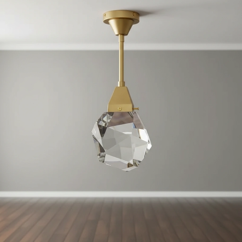 Aura Prism K9 Crystal & Brass Pendant Light Angle 3