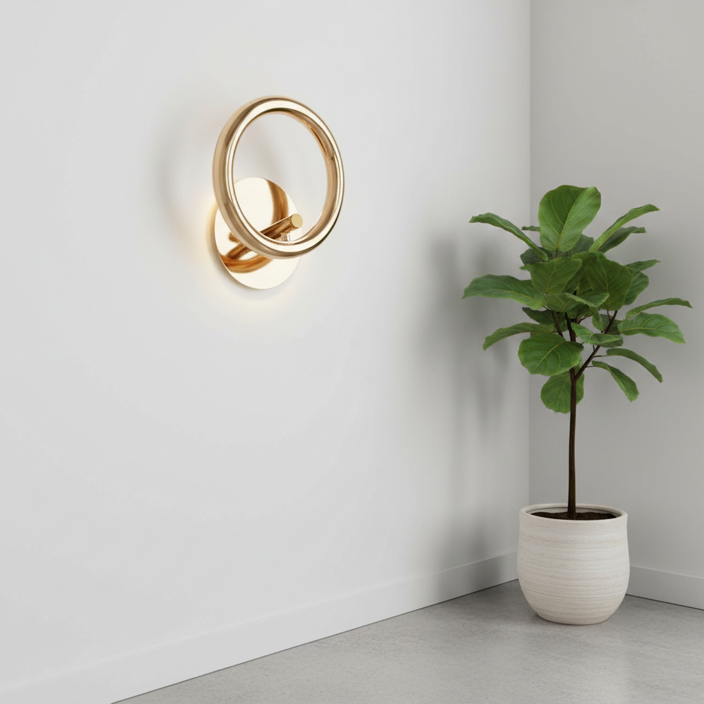 Aura Sculptural Brass Wall Sconce Primary Perspective