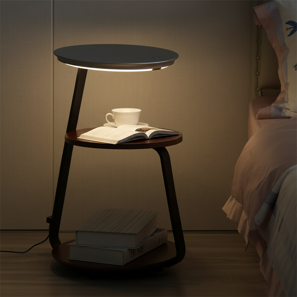 Aura Smart Side Table Floor Lamp with Wireless Charging Detail Perspective
