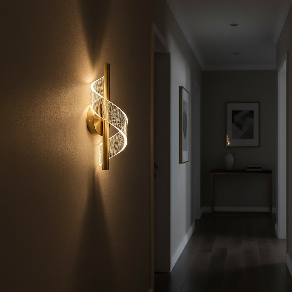 Aura Spiralis Helical LED Wall Sconce Detail Perspective