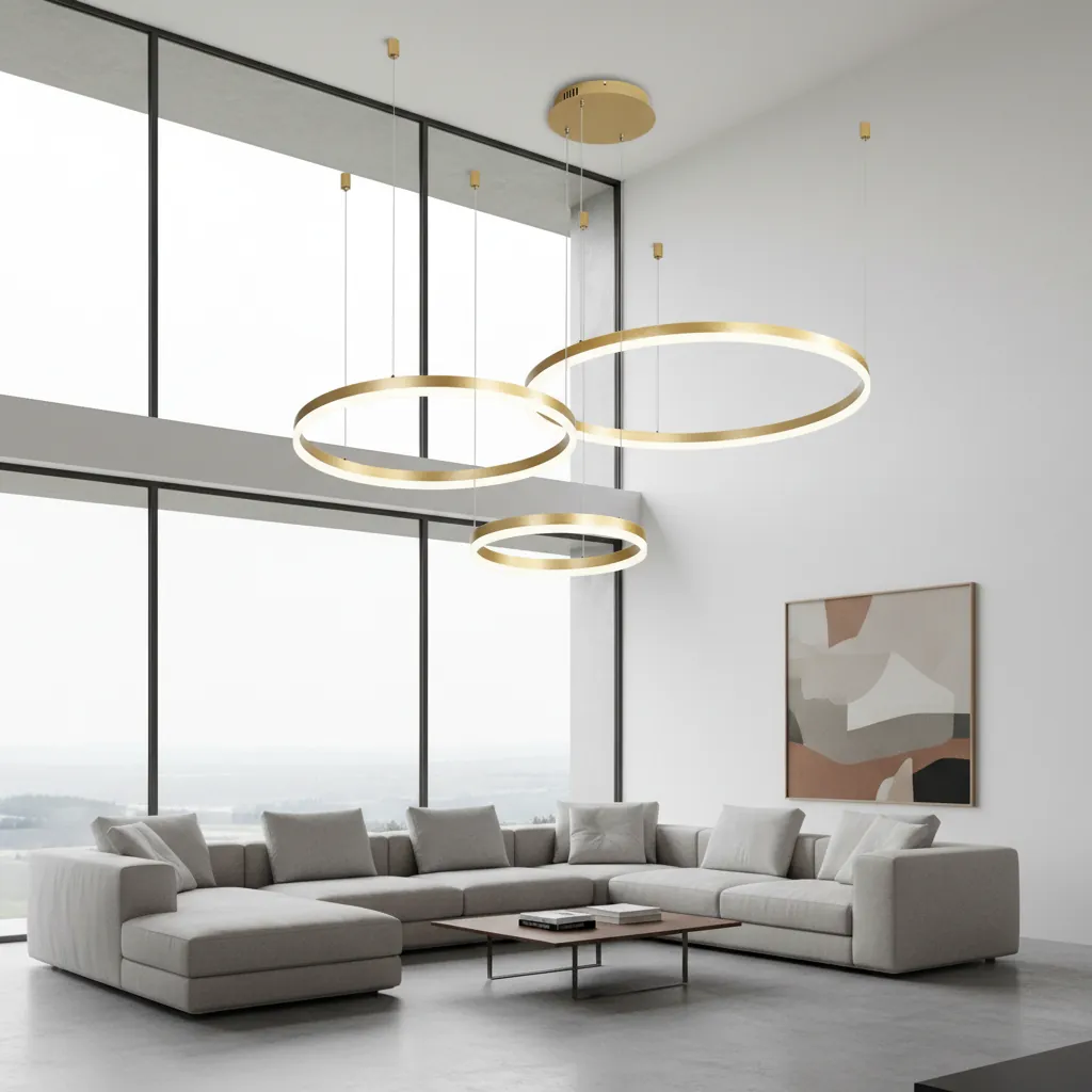 Aura Trio Ring Cluster Pendant Chandelier Angle 2