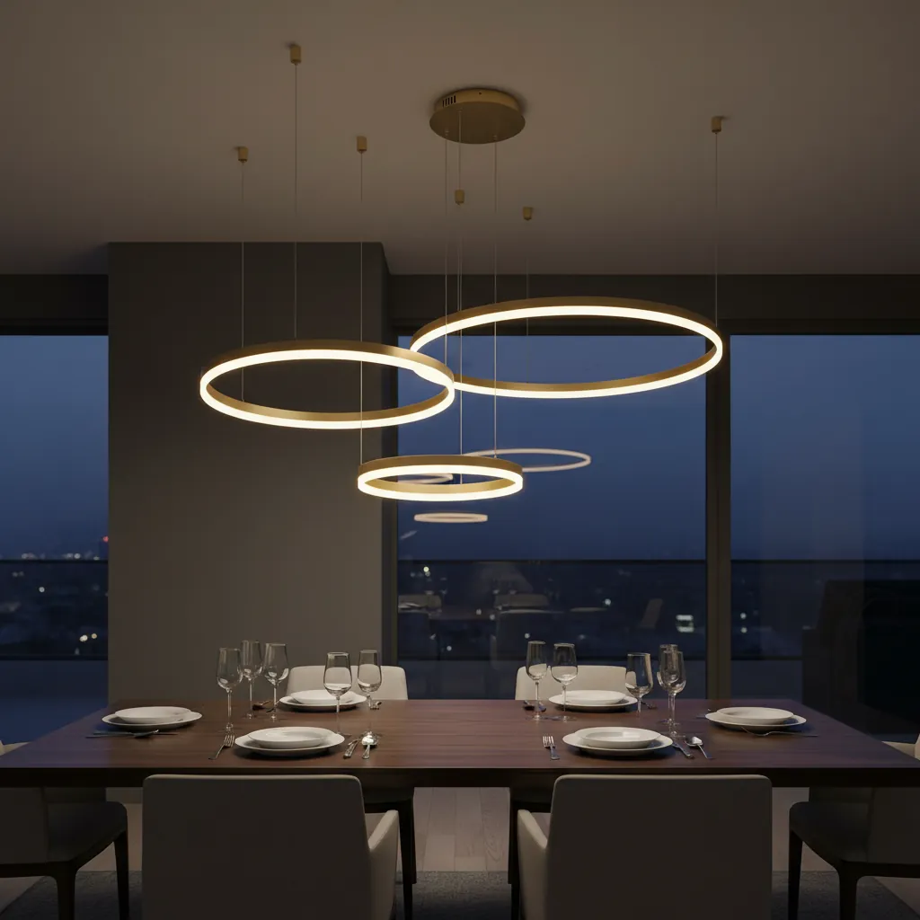 Aura Trio Ring Cluster Pendant Chandelier Angle 4