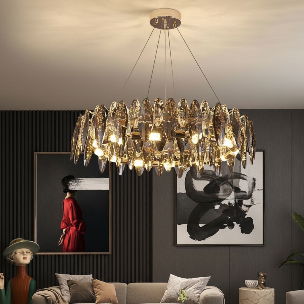 Aurelia 100cm K9 Crystal Crown Chandelier Detail Perspective