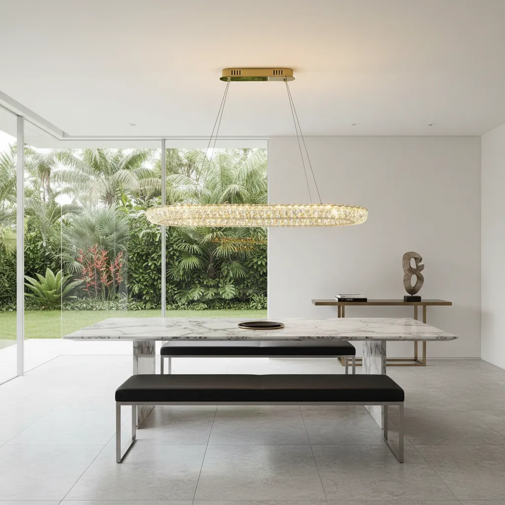 Aurelia 100cm Oval K9 Crystal Chandelier Angle 2