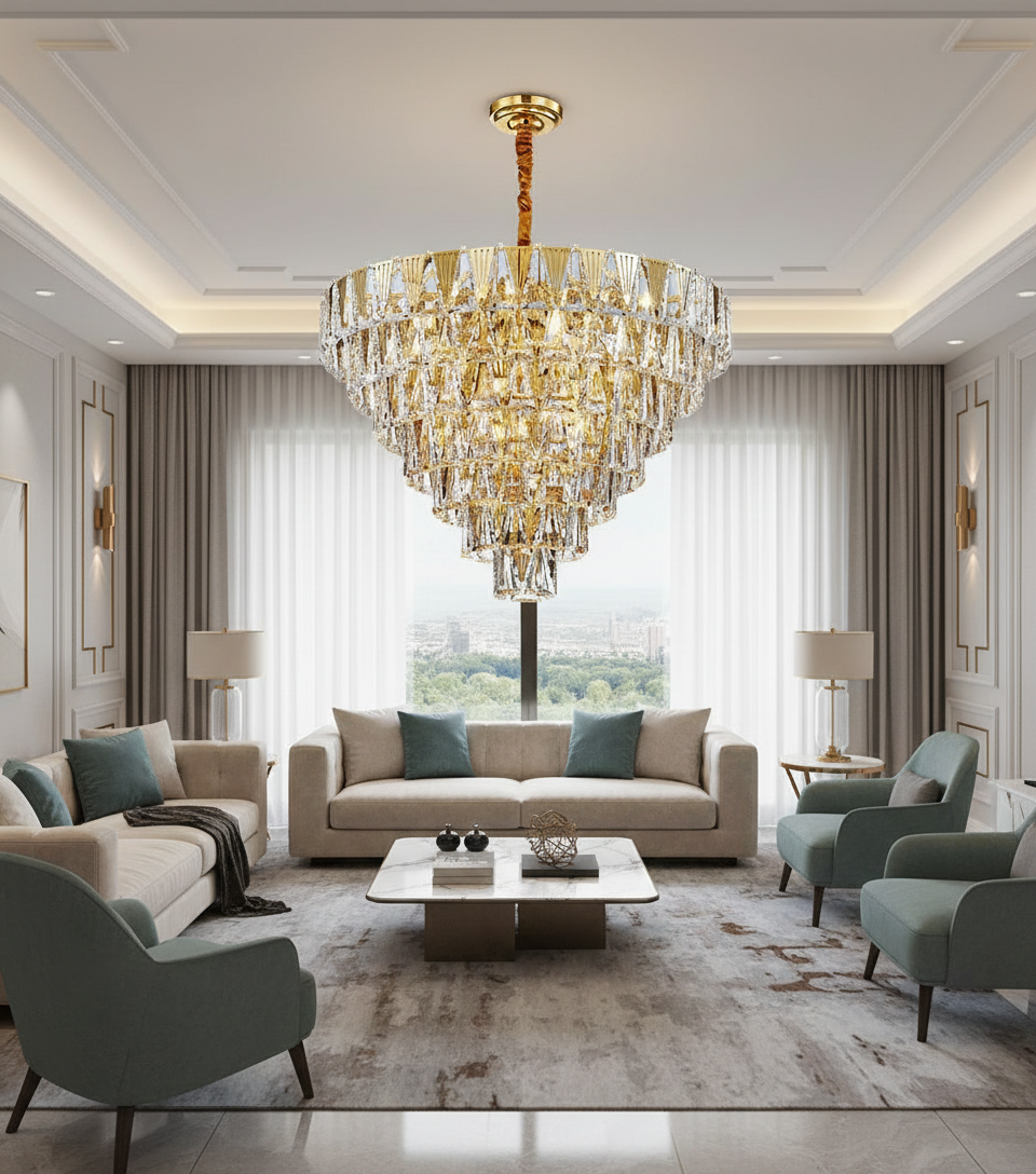 Aurelia 60cm Tiered K9 Crystal Chandelier Primary Perspective