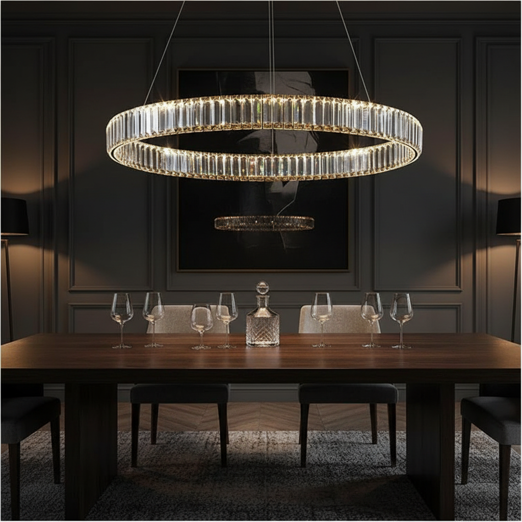 Aurelia 800 K9 Crystal Ring Chandelier Detail Perspective