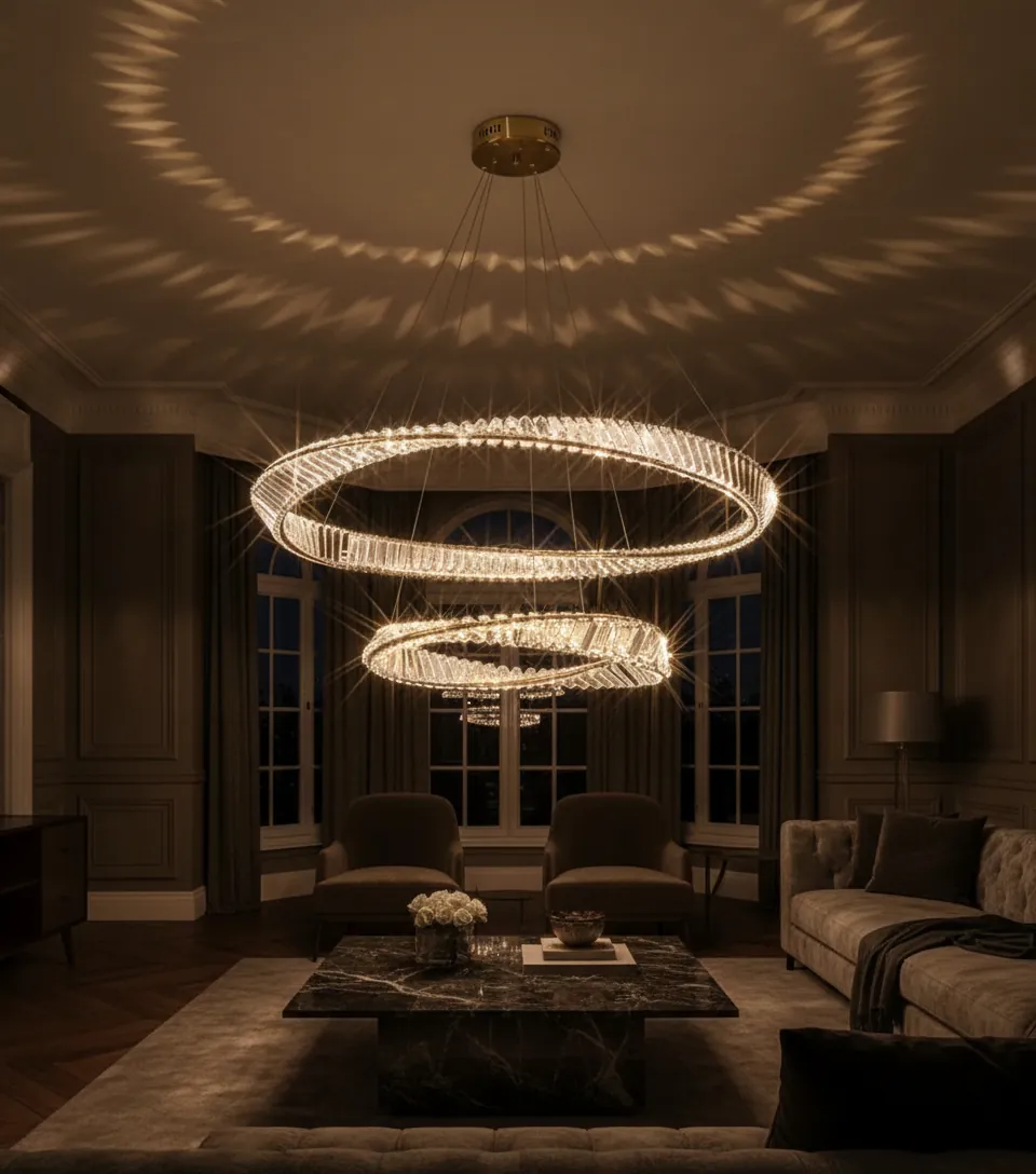 Aurelia 800/500mm Dual Ring K9 Crystal Chandelier Angle 4