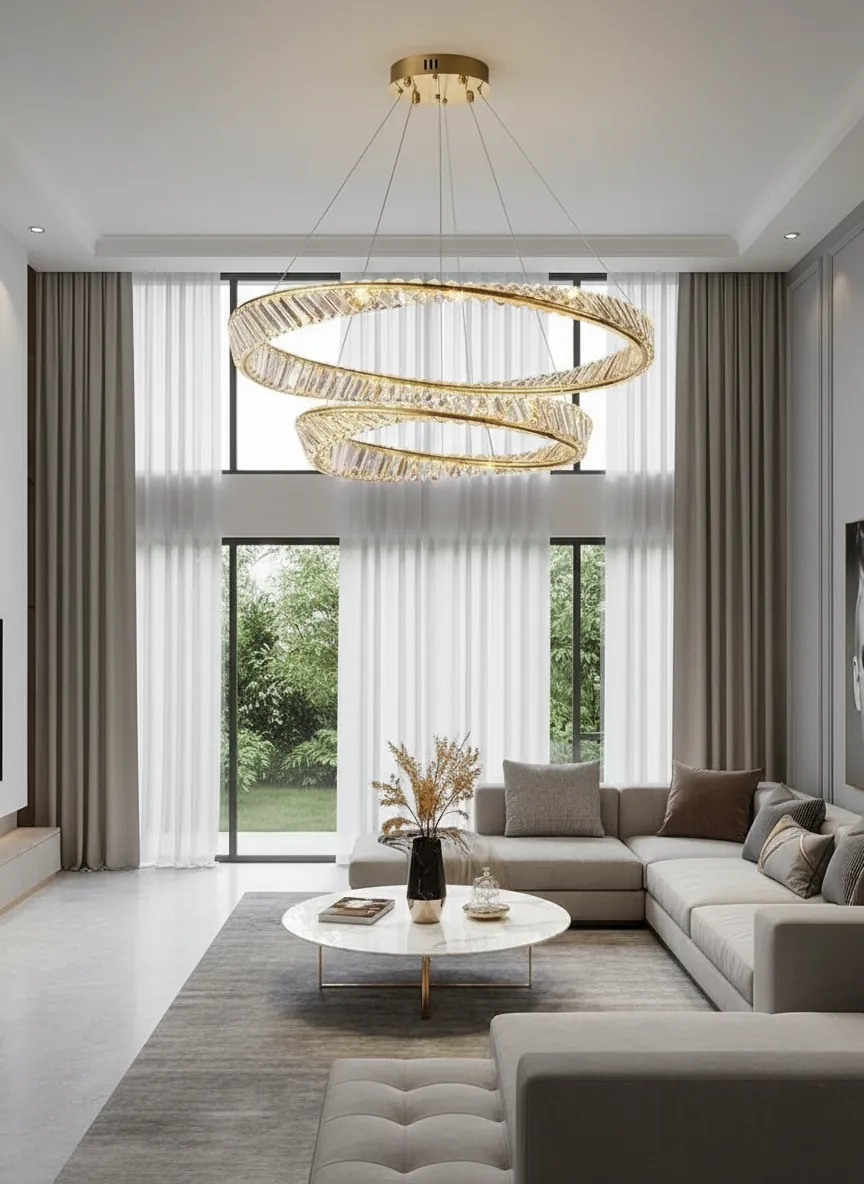 Aurelia 80cm Double Halo K9 Crystal Chandelier Angle 2