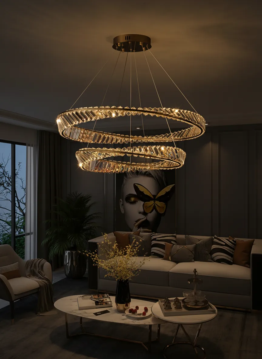 Aurelia 80cm Double Halo K9 Crystal Chandelier Angle 4