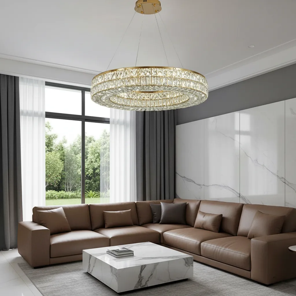 Aurelia 80cm Double-Ring K9 Crystal Chandelier Angle 2