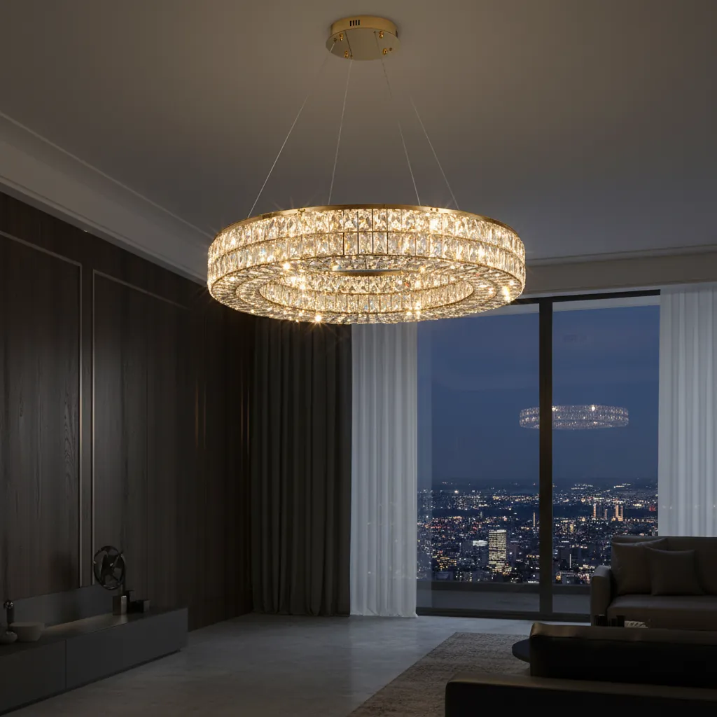 Aurelia 80cm Double-Ring K9 Crystal Chandelier Angle 4