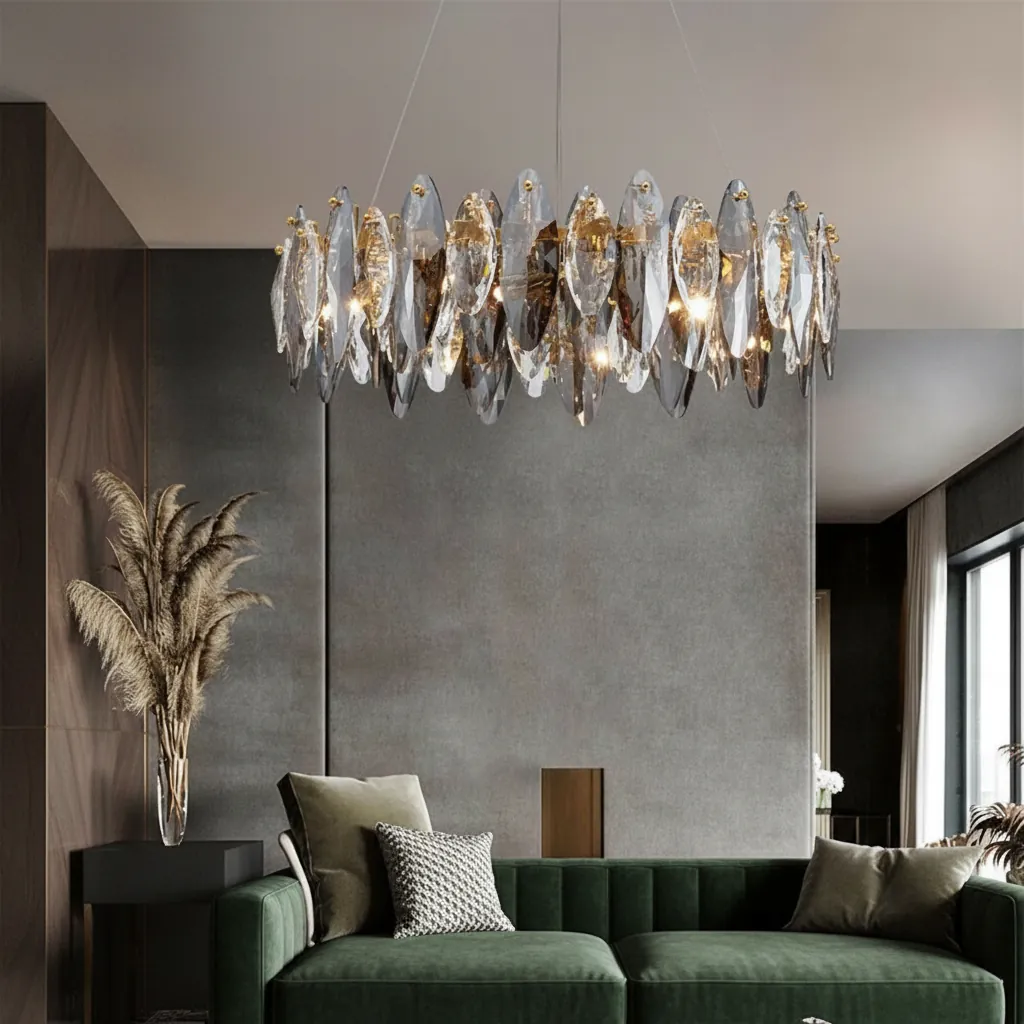 Aurelia 80cm Elliptical K9 Crystal Chandelier Angle 2