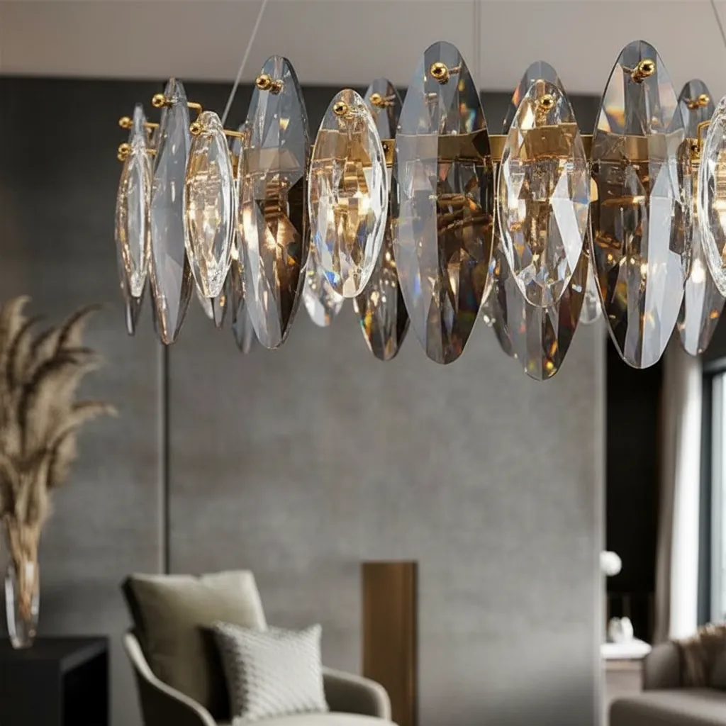 Aurelia 80cm Elliptical K9 Crystal Chandelier Angle 3