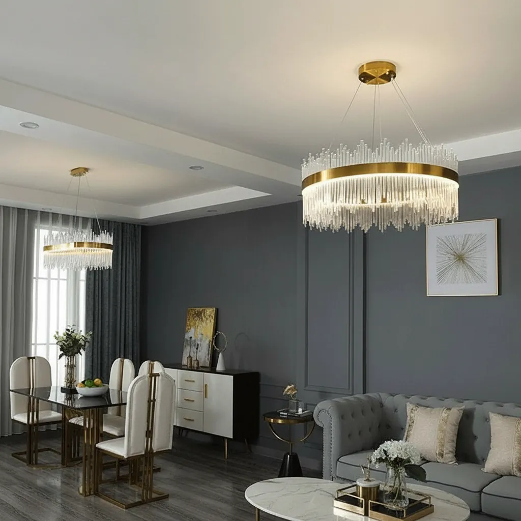 Aurelia 80cm Round K9 Crystal Chandelier Angle 4