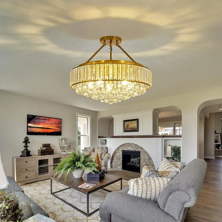 Aurelia 80cm Round K9 Crystal Drum Chandelier