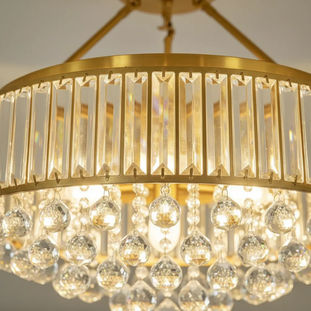 Aurelia 80cm Round K9 Crystal Drum Chandelier Angle 3