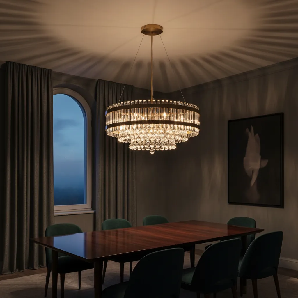 Aurelia 80cm Round K9 Crystal Drum Chandelier Angle 4