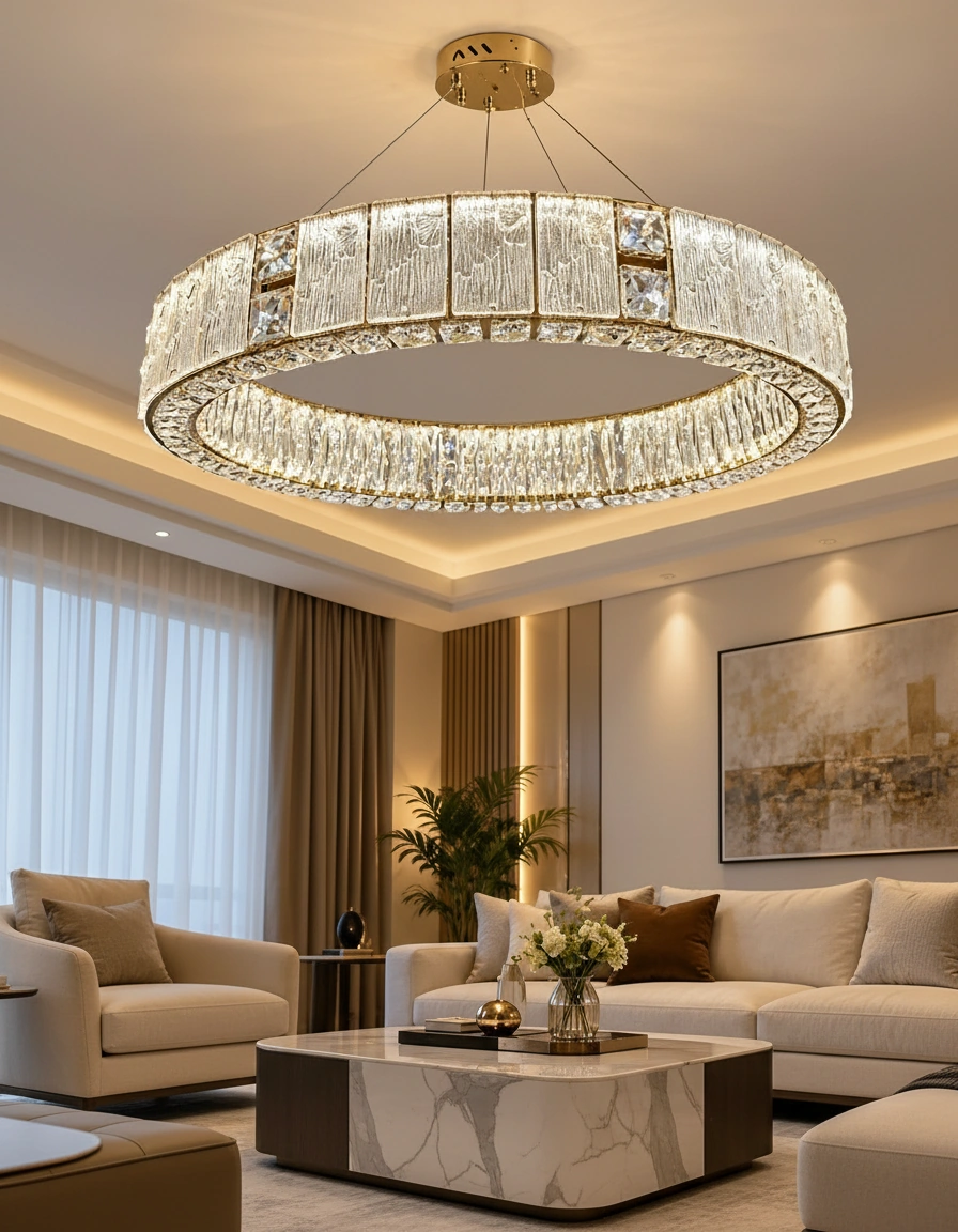 Aurelia 90cm Grand Crystal Ring Chandelier Primary Perspective