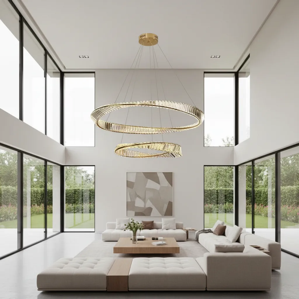 Aurelia Mobius 80cm Double Ring K9 Crystal Chandelier Angle 2
