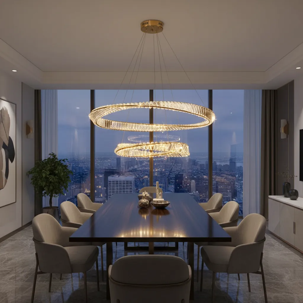 Aurelia Mobius 80cm Double Ring K9 Crystal Chandelier Angle 4