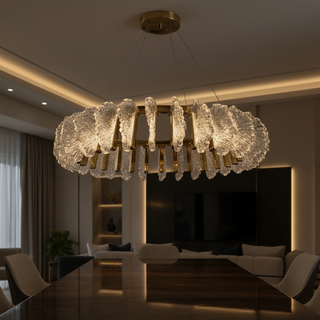 Aurelia Reef 80cm Textured Crystal Ring Chandelier Detail Perspective